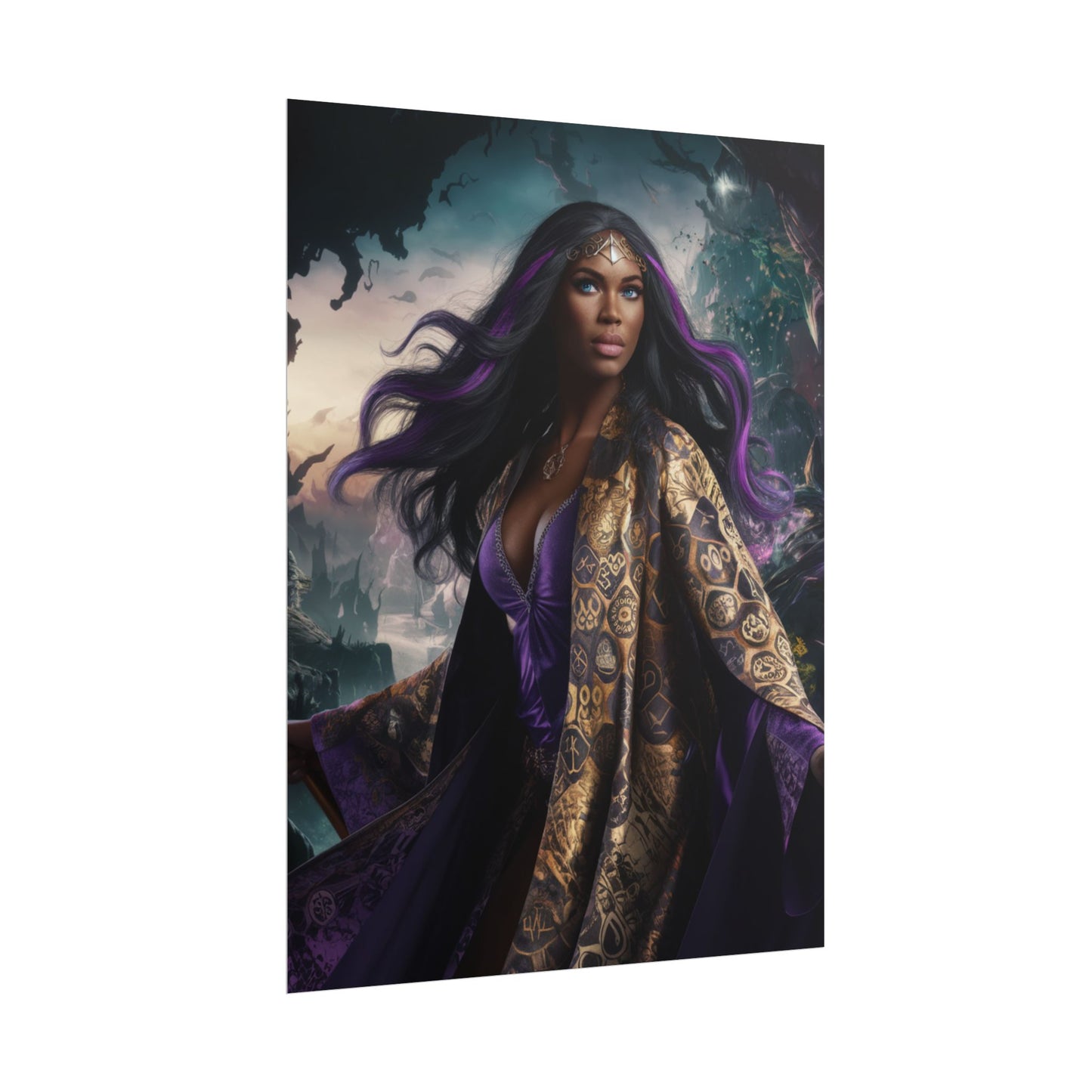 Empowering 24x32 Black Female Warlock Poster - Unique Contemporary Wall Art