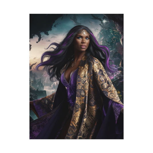 Empowering 24x32 Black Female Warlock Poster - Unique Contemporary Wall Art