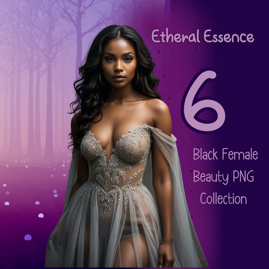 Ethereal Essence: Black Female Beauty PNG Collection