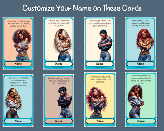 Personalized Self-Love Affirmation Cards | 8 Custom Name Empowering Designs