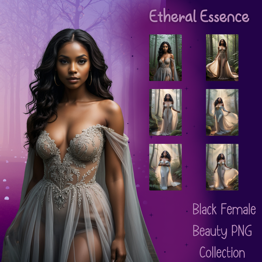 Ethereal Essence: Black Female Beauty PNG Collection