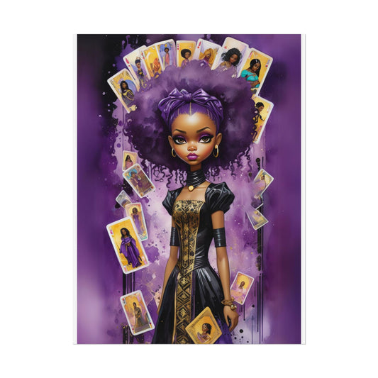 Mystic Divination: African American Female Tarot Reader Wall Art - Spiritual, Mystical Home Decor (PURPLE)