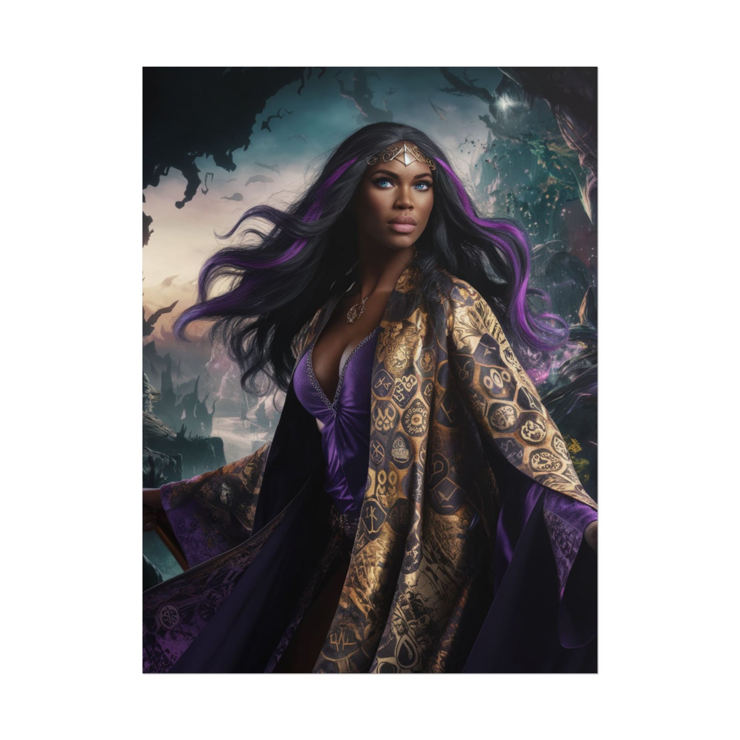 Empowering 24x32 Black Female Warlock Poster - Unique Contemporary Wall Art