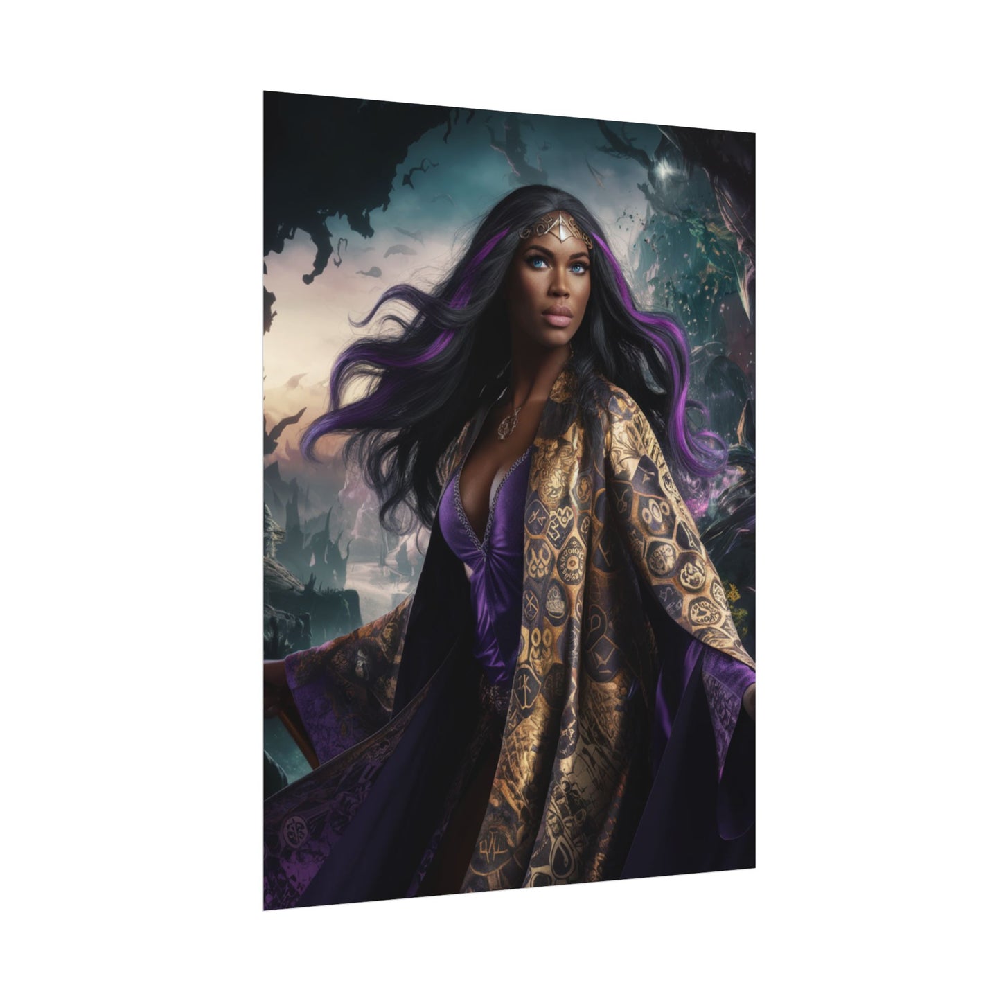 Empowering 24x32 Black Female Warlock Poster - Unique Contemporary Wall Art