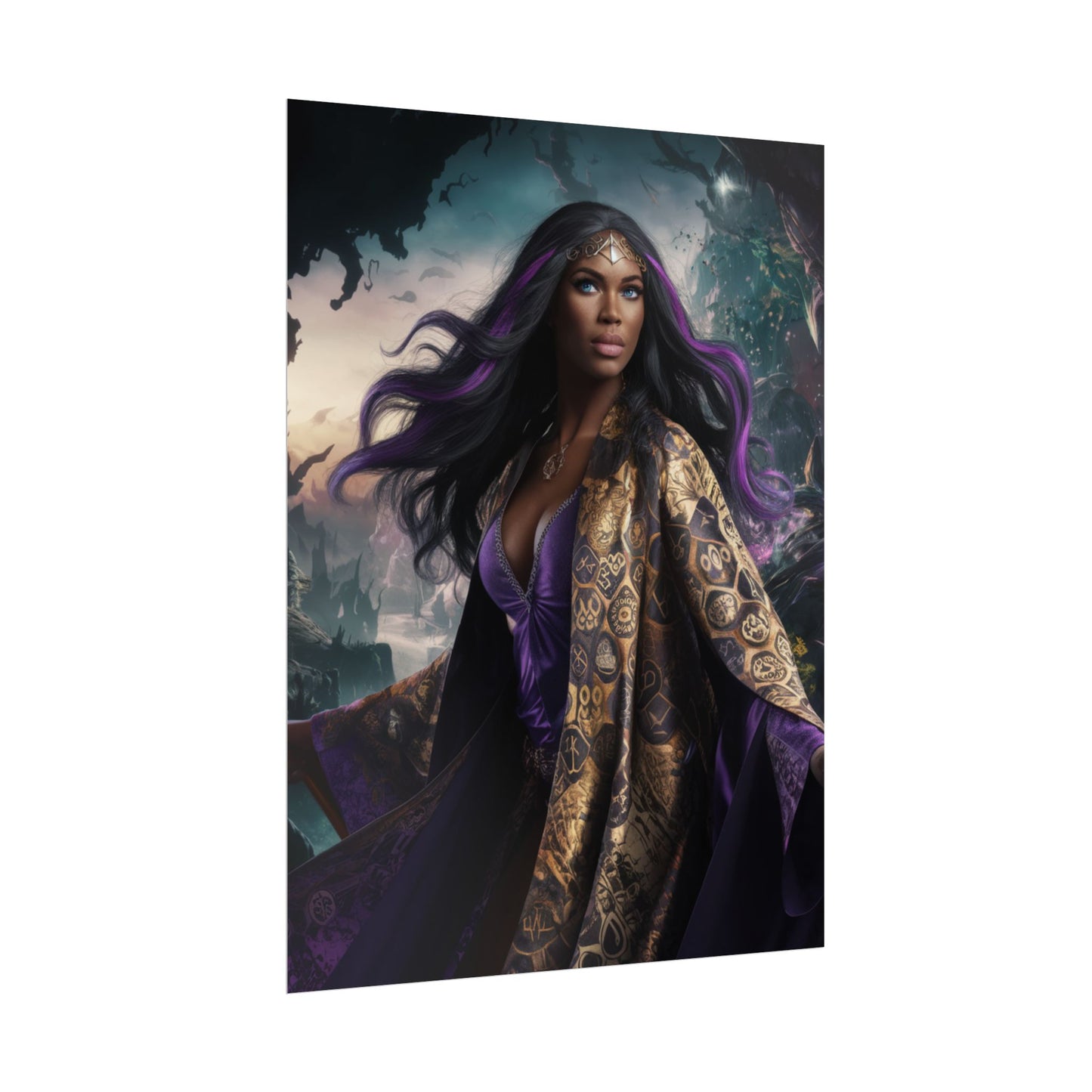 Empowering 24x32 Black Female Warlock Poster - Unique Contemporary Wall Art