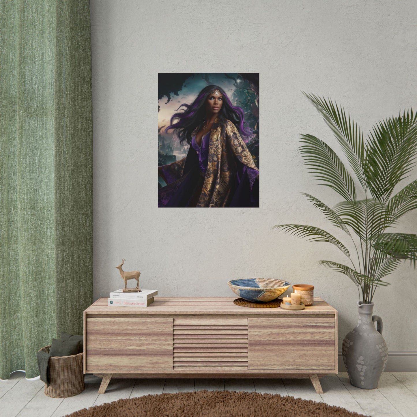 Empowering 24x32 Black Female Warlock Poster - Unique Contemporary Wall Art