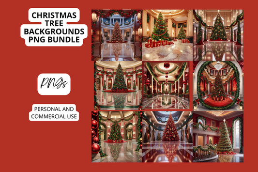 Christmas Tree Backgrounds PNG Bundle | 20 High-Quality Non-Transparent Holiday Designs