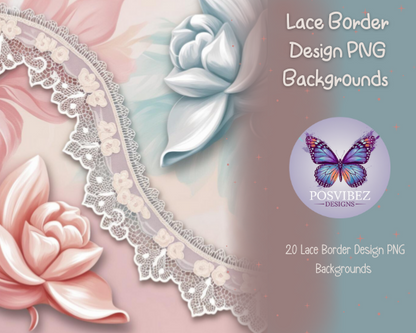 20 Lace Border Design PNG Backgrounds | Elegant Digital Art for Invitations and Crafts