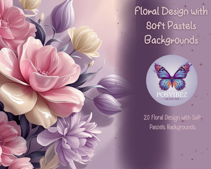 20 Elegant Pastel Floral PNG Backgrounds | Digital Downloads for Creative Projects