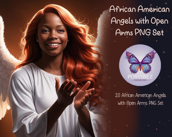 African American Angels with Open Arms PNG Set