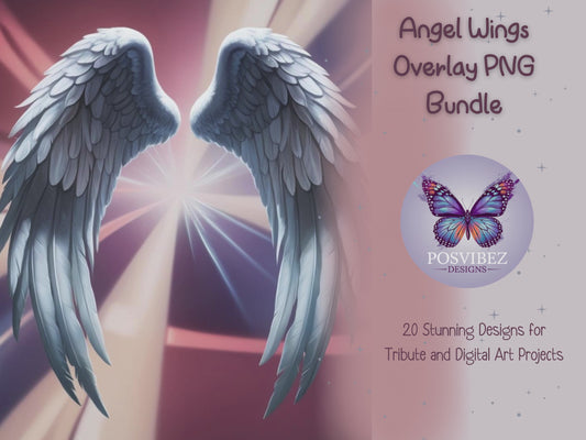 Angel Wings Overlay PNG Bundle | 20 Stunning Designs for Tribute and Digital Art Projects