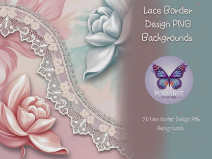 20 Lace Border Design PNG Backgrounds | Elegant Digital Art for Invitations and Crafts