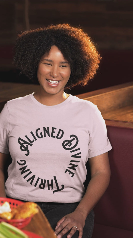 Elevate Your Vibes: Aligned, Divine & Thriving Shirt (Circle Typography)