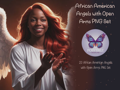 African American Angels with Open Arms PNG Set