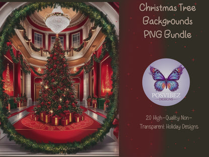 Christmas Tree Backgrounds PNG Bundle | 20 High-Quality Non-Transparent Holiday Designs